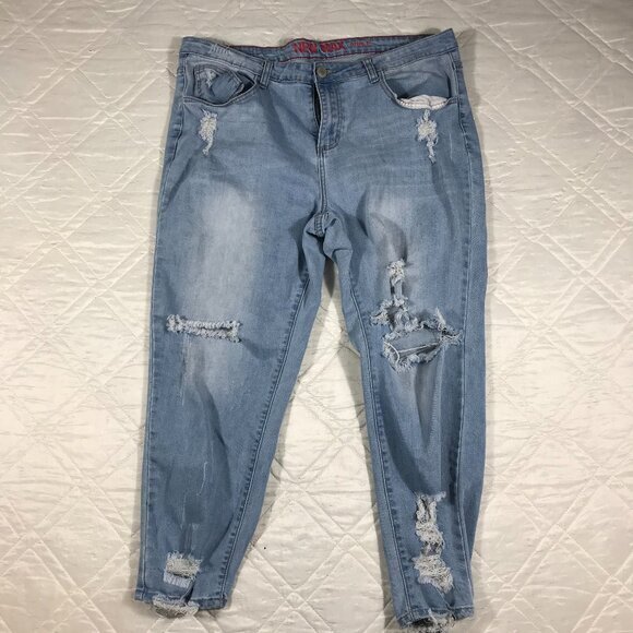 NEW MAX Ankle‎ Distressed blue jeans size 18 - Picture 1 of 6